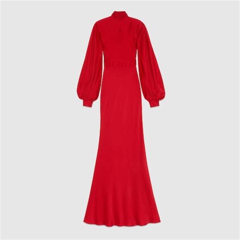 gucci open back long satin dress